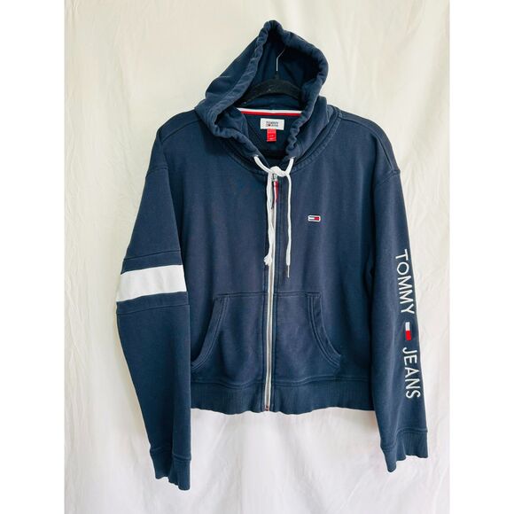 Tommy Jeans Athleisure Women's Full Front Zip Logo Hoodie Size L - Picture 1 of 4